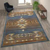 Lodi Collection Southwestern 8' x 10' Blue Area Rug - Olefin Rug with Jute Backing for Hallway, Entryway, Bedroom, Living Room