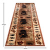 Vassa Collection 2' x 11' Mother Bear & Cubs Nature Themed Olefin Area Rug with Jute Backing for Entryway, Living Room, Bedroom