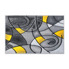 Jubilee Collection 2' x 3' Yellow Abstract Pattern Area Rug - Olefin Rug with Jute Backing for Hallway, Entryway, or Bedroom