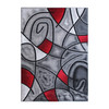 Jubilee Collection 8' x 10' Red Abstract Area Rug - Olefin Rug with Jute Backing - Living Room, Bedroom, & Family Room