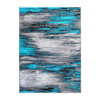 Rylan Collection 6' x 9' Turquoise Abstract Area Rug-Olefin Rug with Jute Backing for Hallway, Entryway, Bedroom, Living Room