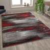Rylan Collection 6' x 9' Red Scraped Design Area Rug - Olefin Rug with Jute Backing - Living Room, Bedroom, Entryway
