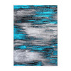 Rylan Collection 8' x 10' Turquoise Scraped Design Area Rug - Olefin Rug with Jute Backing - Living Room, Bedroom, Entryway
