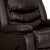 Kyle Plush Brown LeatherSoft Lever Rocker Recliner with Padded Arms