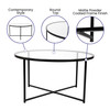 Greenwich Collection Coffee and End Table Set - Clear Glass Top with Matte Black Frame - 3 Piece Occasional Table Set