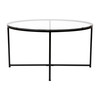 Greenwich Collection Coffee and End Table Set - Clear Glass Top with Matte Black Frame - 3 Piece Occasional Table Set