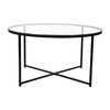 Greenwich Collection Coffee and End Table Set - Clear Glass Top with Matte Black Frame - 3 Piece Occasional Table Set