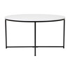 Hampstead Collection Coffee and End Table Set - White Laminate Top with Matte Black Crisscross Frame, 3 Piece Table Set