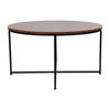 Hampstead Collection Coffee and End Table Set - Walnut Laminate Top & Matte Black Crisscross Frame, 3 Piece Table Set