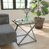 Park Avenue Collection Glass End Table with Contemporary Steel Design