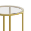 Greenwich Collection End Table - Modern Clear Glass Accent Table with Crisscross Brushed Gold Frame