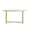 Hampstead Collection Coffee Table - Modern White Finish Accent Table with Crisscross Brushed Gold Frame