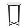 Hampstead Collection End Table - Modern White Finish Accent Table with Crisscross Matte Black Frame