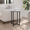 Hampstead Collection End Table - Modern White Marble Finish Accent Table with Crisscross Matte Black Frame