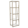 Mar Vista Collection 4 Shelf 64"H Cross Brace Glass Bookcase in Matte Gold