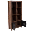 New Lancaster Collection 59.5"H 6 Cube Storage Organizer Bookcase with Metal Cabinet Doors in Crosscut Oak Wood Grain Finish