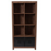 New Lancaster Collection 59.5"H 6 Cube Storage Organizer Bookcase with Metal Cabinet Doors in Crosscut Oak Wood Grain Finish