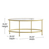 Astoria Collection Round Coffee Table - Modern Clear Glass Coffee Table with Brushed Gold Frame