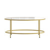 Astoria Collection Round Coffee Table - Modern Clear Glass Coffee Table with Brushed Gold Frame