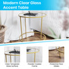 Astoria Collection Round End Table, Modern Clear Glass Accent Table with Brushed Gold Frame
