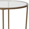 Astoria Collection Round End Table, Modern Clear Glass Accent Table with Brushed Gold Frame