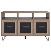 Woodridge Collection 44"W 3 Shelf Storage Console/Cabinet with Metal Doors in Rustic Wood Grain Finish