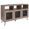 Woodridge Collection 44"W 3 Shelf Storage Console/Cabinet with Metal Doors in Rustic Wood Grain Finish