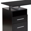 Harwood Dark Ash Wood Grain Finish Computer Desk with Two Drawers and Silver Metal Frame