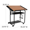 Swanson Adjustable Drawing and Drafting Table with Black Frame and Dual Wheel Casters