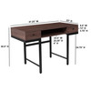 Bartlett Dark Ash Wood Grain Finish Computer Desk with Drawers and Black Metal Legs