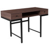 Bartlett Dark Ash Wood Grain Finish Computer Desk with Drawers and Black Metal Legs