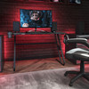 Fisher Black Gaming Ergonomic Desk with Cup Holder and Headphone Hook