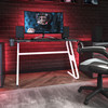 Fisher White Gaming Ergonomic Desk with Cup Holder and Headphone Hook