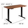 Tanner Electric Height Adjustable Standing Desk - Table Top 48" Wide - 24" Deep (Mahogany)