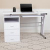 Joshua White Desk with Three Drawer Pedestal and Pull-Out Keyboard Tray