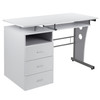 Joshua White Desk with Three Drawer Pedestal and Pull-Out Keyboard Tray