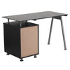 Singleton Black Glass Computer Desk with Three Drawer Pedestal