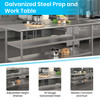 Hogan Stainless Steel 18 Gauge Work Table with 1.5" Backsplash and 2 Undershelves - 48"W x 24"D x 36"H, NSF