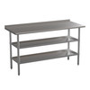 Randolph Stainless Steel 18 Gauge Work Table with 1.5" Backsplash and 2 Undershelves - 60"W x 24"D x 36"H, NSF