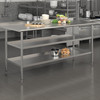 Ravenel Stainless Steel 18 Gauge Work Table with 1.5" Backsplash and 2 Undershelves - 72"W x 30"D x 34.5"H, NSF