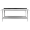 Reader Stainless Steel 18  Gauge Prep and Work Table with 1.5" Backsplash and Undershelf - NSF Certified - 72"W x 30"D x 36"H