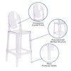 Revna Ghost Barstool with Oval Back in Revna Transparent Crystal