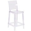 Emilie Ghost Counter Stool with Square Back in Transparent Crystal