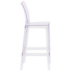 Emilie Ghost Barstool with Square Back in Transparent Crystal