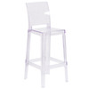 Emilie Ghost Barstool with Square Back in Transparent Crystal