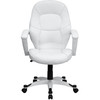 Quincey Mid-Back White LeatherSoft Tapered Back Executive Swivel Office Chair with White Base and Arms