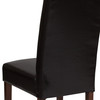 Greenwich Series Brown LeatherSoft Upholstered Panel Back Mid-Century Parsons Dining Chair