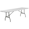 Kathryn 8-Foot Bi-Fold Granite White Plastic Banquet and Event Folding Table with Carrying Handle