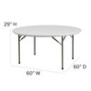 Kathryn 5-Foot Round Granite White Plastic Folding Table