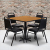 Carlton 36'' Square Natural Laminate Table Set with X-Base and 4 Black Trapezoidal Back Banquet Chairs